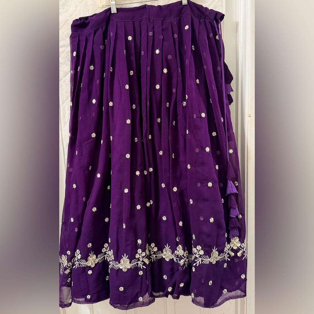 Women’s Embroidered Purple Lehenga Set - Picture 5 of 5